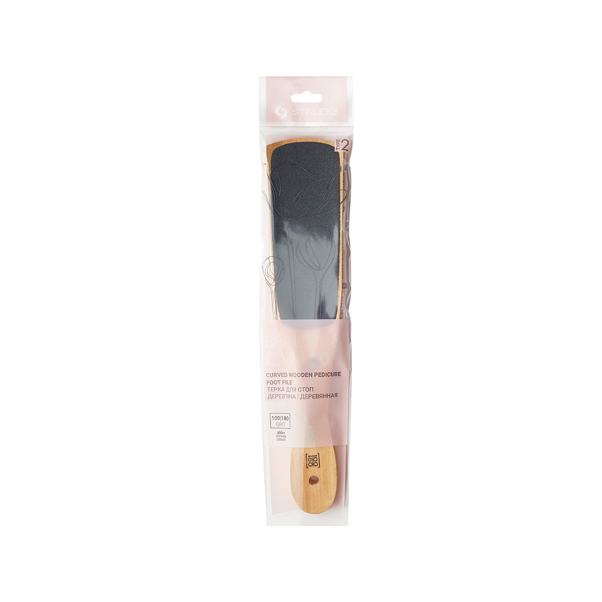STALEKS Beauty & Care 10 Type 2 Wooden Foot File (100/180 Grit) – Ergonomic Dual-Sided Pedicure Tool with Convex/Concave Shape for Rough Skin - Image 4