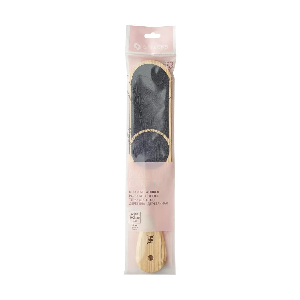 STALEKS Beauty & Care 10 Type 3 Wooden Foot File (60/80/100/120 Grit) – Multi-Grit Straight Natural Alder Pedicure Tool for Varying Skin Roughness - Image 4