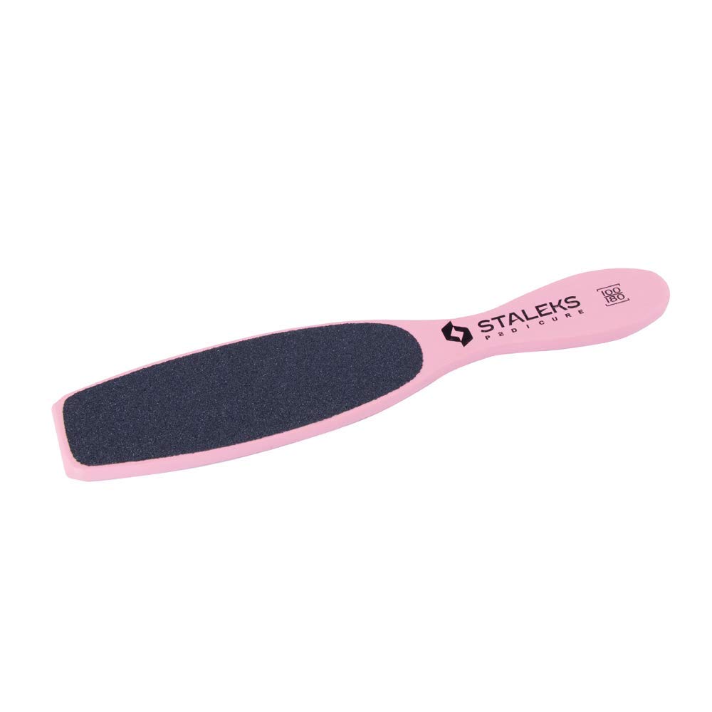 STALEKS Beauty & Care 20 Type 3 Wooden Foot File (100/180 Grit) – Straight Natural Alder Pedicure Tool with Stylish Pink Covering for Smoothing & Polishing - Image 3
